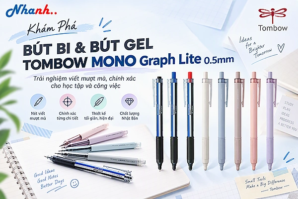 Bút Bi và Bút Gel Tombow MONO Graph Lite – Viết Sắc Nét, Mượt Mà Cho Văn Phòng